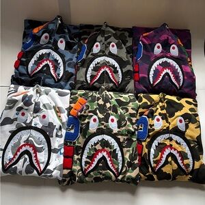 Shark Face Camo Zip Hoodie - Multi Color Options